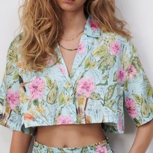 Zara Toucan Print Blouse